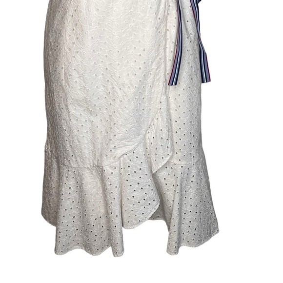 Tommy Hilfiger White Eyelet Lace Sleeveless V Neck Wrap Dress Pockets Size M NWT - Picture 8 of 16
